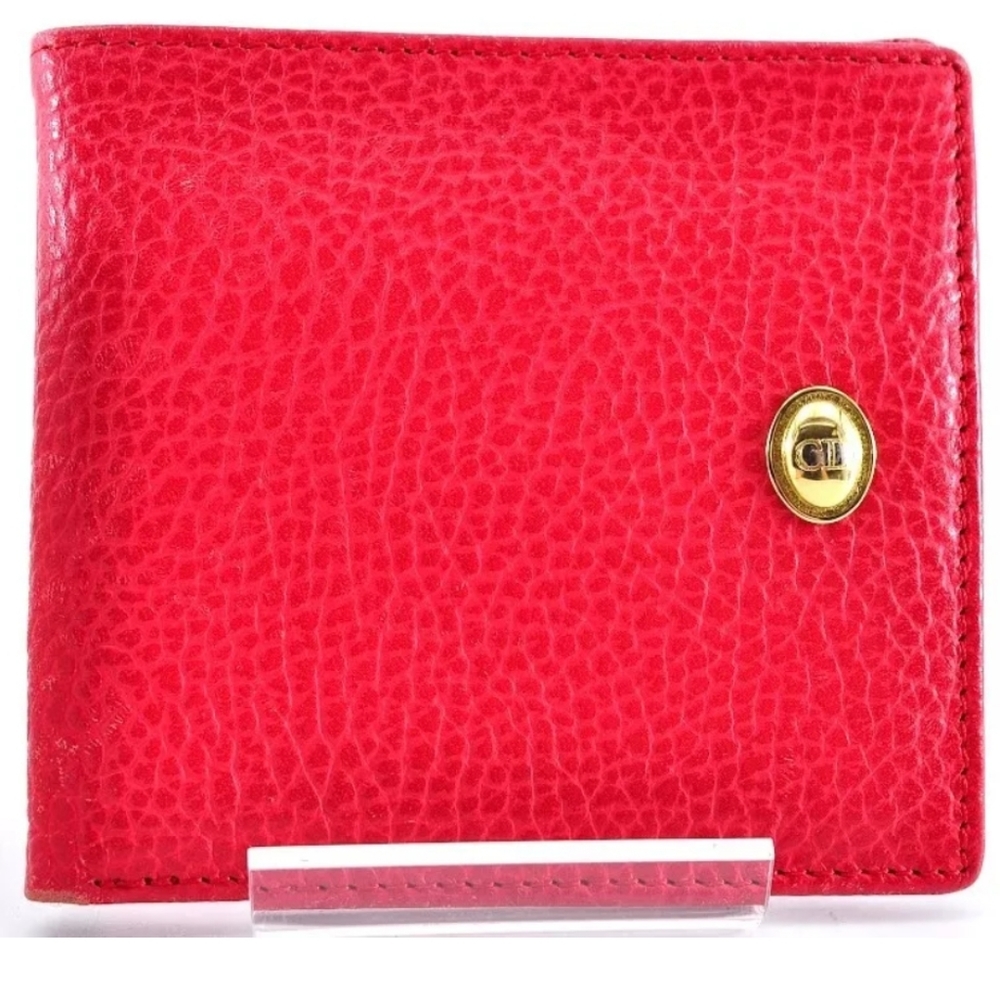 CHRISTIAN DIOR LOG PLATE BIFOLD RED LEATHER WALLET - Picture 13 of 13